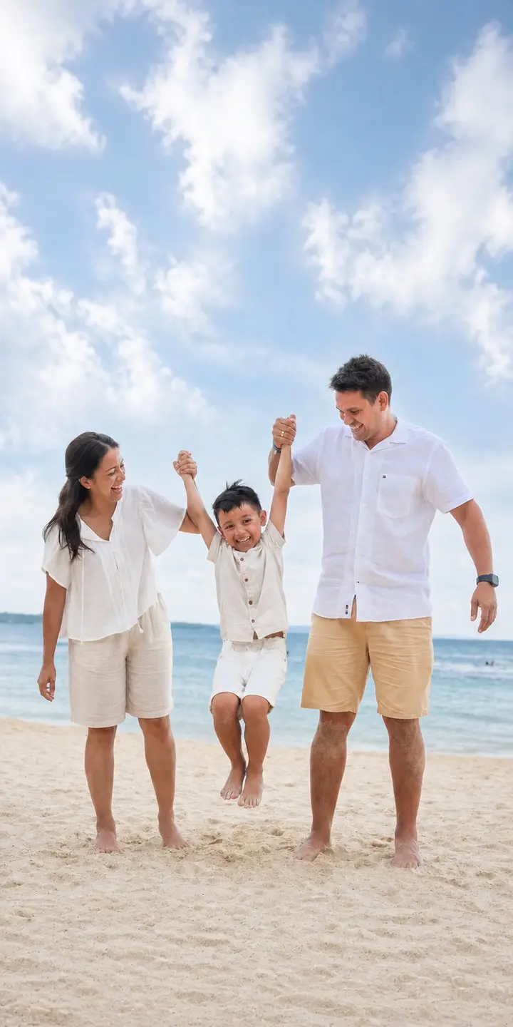Una familia disfrutando un momento en la playa